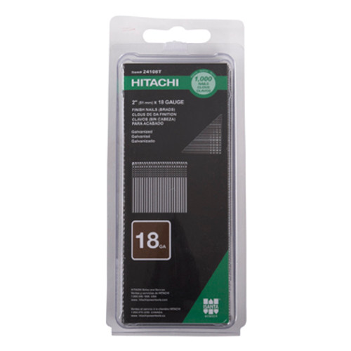 Nails | Hitachi 24108T 18-Gauge 2 in. Electro Galvanized Brad Nails (1,000-Pack) image number 0