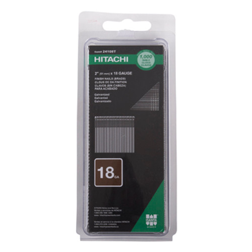  | Hitachi 24108T 18-Gauge 2 in. Electro Galvanized Brad Nails (1,000-Pack) image number 0