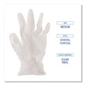 Disposable Gloves | Boardwalk BWK365MBX 2.6 mil General Purpose Powder/Latex-Free Vinyl Gloves - Medium, Clear (100/Box) image number 6