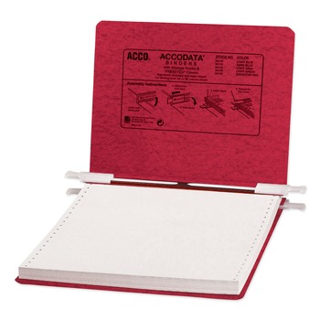 ACCO PRESSTEX 9.5 in. x 11 in. 6 in. Capacity 2 Posts Post Binders with Storage Hooks - Executive Red