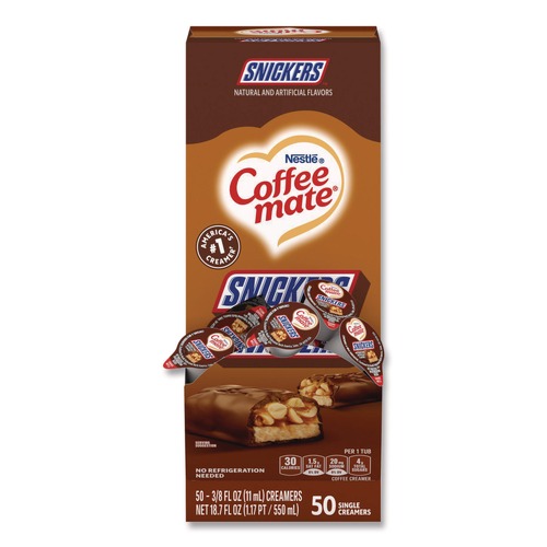 Food Service | Coffee-Mate 12384196 0.38 oz. Mini Cups Liquid Coffee Creamer - Snickers (50/Box) image number 0