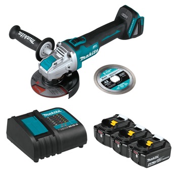 Makita 18V LXT 4 Ah Lithium-Ion Battery and Charger Starter Pack with Bonus X-LOCK Grinder