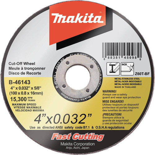 Grinding, Sanding, Polishing Accessories | Makita B-46143 4 in. x .032 in. x 5/8 in. Ultra Thin Cut-Off Grinding Wheel image number 0