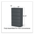  | Alera 25499 36 in. x 18.63 in. x 67.63 in. 5 Lateral File Drawer - Legal/Letter/A4/A5 Size - Charcoal image number 5