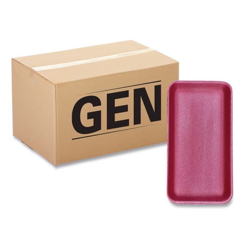 Food Trays, Containers, and Lids | GEN 1525PINK 14.5 in. x 8 in. x 0.75 in. #1525 Meat Trays - Pink (250/Carton) image number 0