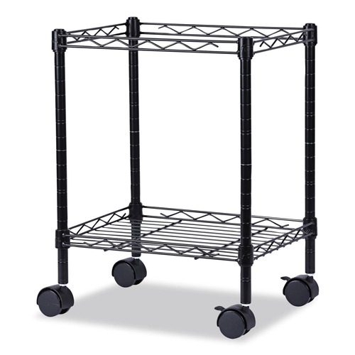 Office Filing Cabinets & Shelves | Alera ALEFW601416BL 15.25 in. x 12.38 in. x 21 in. 1 Shelf 1 Bin Metal Compact File Cart for Side-to-Side Filing - Black image number 0