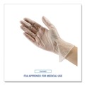 Disposable Gloves | Boardwalk BWK365MBX 2.6 mil General Purpose Powder/Latex-Free Vinyl Gloves - Medium, Clear (100/Box) image number 7