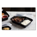 Labor Day Sale! Save $30 off $199! | Pactiv Corp. NC8288B Newspring VERSAtainer 6 x 8.5 x 2.5 30 oz 2-Compartment Rectangular Plastic Microwavable Containers - Black/Clear (150/Carton) image number 1