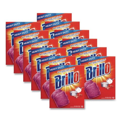 Cleaning Tools | Brillo 53335 3 in. x 3 in. Steel Wool Soap Pads - Gray/Pink (12/Carton) image number 0