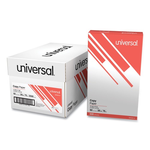 Universal 11 in. x 17 in. 92 Bright 20 lbs. Bond Weight Copy Paper - White (5 Reams/Carton)