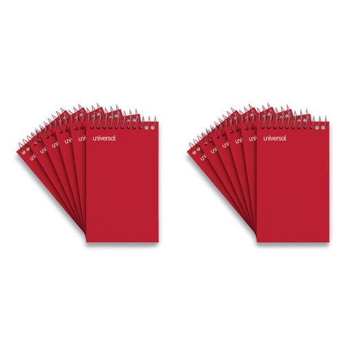 Office Jansan | Universal UNV20435 3 in. x 5 in. Wirebound Narrow Rule Memo Pad with Coil-Lock Wire Binding - Orange Cover (12/Pack) image number 0