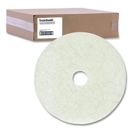 Dusters | Boardwalk BWK4017NAT 17 in. Diameter Natural Burnishing Floor Pads - White (5/Carton) image number 0