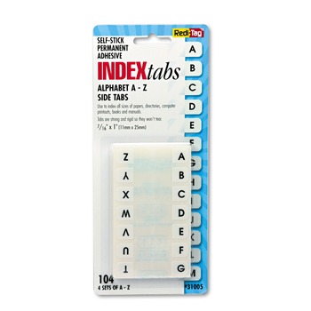 Redi-Tag Legal Index Tabs, 1/12-Cut Tabs, A-Z, White, 0.44-in Wide, 104/pack