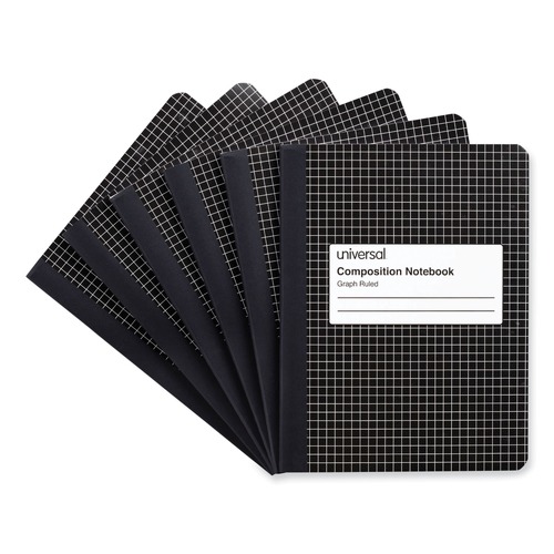 Office Jansan | Universal UNV20957 100 Sheets 9.75 in. x 7.5 in. 4 sq-in. Quadrille Rule Composition Book - Black Marble (6/Pack) image number 0