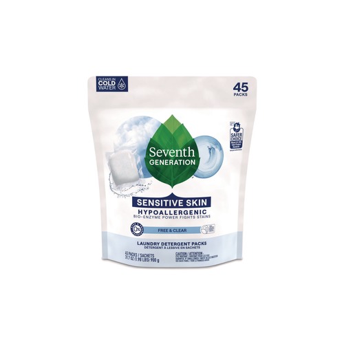 Cleaning & Janitorial Supplies | Seventh Generation 22977CT Powder Natural Laundry Detergent Packs - Unscented (8/Carton) image number 0