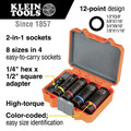 Klein Tools 66040 5-Piece 1/2 in. Drive 12 Point Deep 2-in-1 Impact Socket Set image number 1