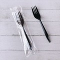 Food Service | Boardwalk BWKFORKBLPPIW Mediumweight Wrapped Polypropylene Plastic Fork Cutlery - Black (1000/Carton) image number 5