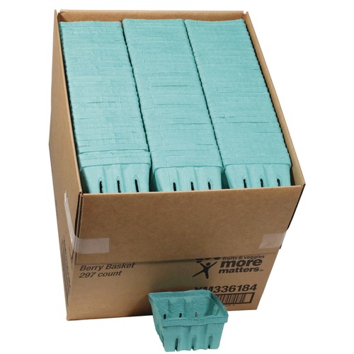Food Trays, Containers, and Lids | Pactiv Corp. YM336184 5.5 in. x 5.5 in. x 3.25 in. Quart Berigard Molded Fiber Berry Basket - Green (297/Carton) image number 0