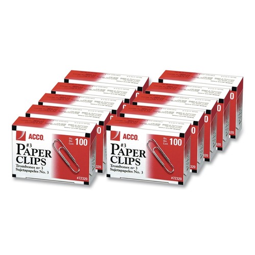 Office Jansan | ACCO A7072320G No. 3 Smooth Paper Clips - Silver (1000/Pack) image number 0