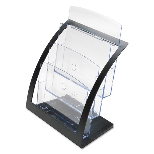 Office Jansan | Deflecto 693704 11.25 in. x 6.94 in. x 13.31 in. 3-Tier Literature Holder - Leaflet Size, Black image number 0