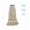 Mops | Boardwalk BWK824C 24 oz. Lie-Flat Cotton Fiber Mop Head - White (12/Carton) image number 4