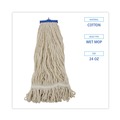 Just Launched | Boardwalk BWK824C 24 oz. Lie-Flat Cotton Fiber Mop Head - White (12/Carton) image number 4