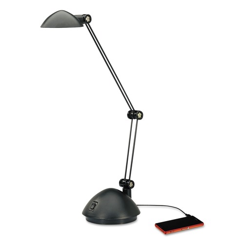  | Alera ALELED912B 11.88 in. W x 5.13 in. D x 18.5 in. H Twin-Arm Task LED Lamp with USB Port - Black image number 0