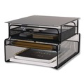Office Jansan | Safco 3244BL Onyx 12.33 in. x 10 in. x 7.25 in. Under Desk Hanging Mesh Organizer with Drawer - Black image number 1