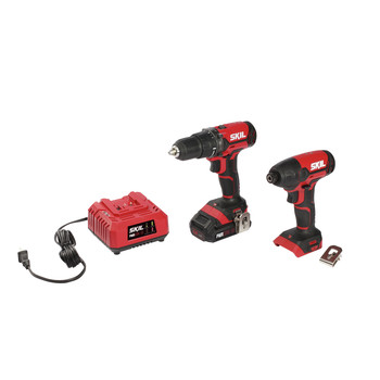POWER TOOLS | Skil CB739001 20V PWRCORE20 Brushless Lithium-Ion 1/2 in. Cordless Drill Driver and 1/4 in. Hex Impact Driver Combo Kit (2 Ah)