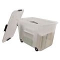 Office Jansan | Advantus 34009 15 Gallon 23.75 in. x 15.75 in. x 15.75 in. Letter/Legal Files Rolling Storage Box - Clear image number 1
