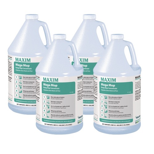 Office Jansan | Maxim 180000-41 1 Gallon Bottle Mega Mop Damp Mop Concentrate - Lemon Scent (4/Carton) image number 0
