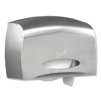 Scott 14.38 in. x 6 x 9.75 in. EZ Load Pro Coreless Jumbo Roll Tissue Dispenser - Stainless Steel