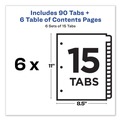 Office Jansan | Avery 11197 Ready Index 11 in. x 8.5 in. 15-Tab 1 to 15 Customizable TOC Dividers - Multicolor Tabs/White (6/Pack) image number 3