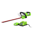 Hedge Trimmers | Greenworks 2202302 HT24B210 24V/22 in. Hedge Trimmer with 2 Ah Battery and Charger image number 0