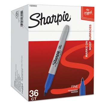 Sharpie 1920932 Fine Tip Permanent Marker Value Pack - Blue (36/Pack)