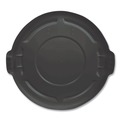 Trash Cans | Rubbermaid Commercial 1867532 BRUTE 22.25 in. Diameter Self-Draining Flat Top Lids for 32 Gallon Round BRUTE Containers - Black image number 3