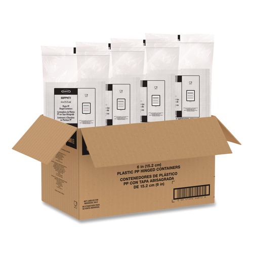 Food Trays, Containers, and Lids | Dart 60PPHT1 6.31 in. x 6.31 in. x 3 in. ProPlanet Microwaveable Hinged Plastic Containers - Clear (300/Carton) image number 0