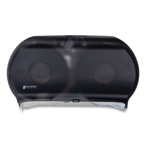 Cleaning & Janitorial Supplies | San Jamar R4000TBK 9 in. Roll 19 in. x 5.25 in. x 12 in. Twin Jumbo Classic Tissue Dispenser - Transparent Black Pearl image number 0