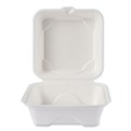 Food Trays, Containers, and Lids | Eco-Products EP-HC6NFA Vanguard 6 in. x 6 in. x 3 in. Renewable and Compostable Sugarcane Clamshells - White (500/Carton) image number 5