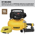 Nail Gun Compressor Combo Kits | Dewalt DWFP1KIT 18 Gauge 2-1/8 in. Pneumatic Brad Nailer and 0.9 HP 6 Gallon Oil-Free Pancake Compressor Combo Kit image number 1