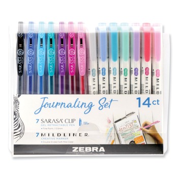 Zebra 10014 (7)-1 mm/4 mm Bullet/Chisel-Tip Markers (7)-0.5 mm Gel Pens Mixed Writing Set - Assorted Colors