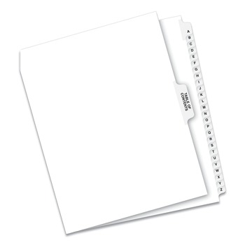 Avery 11 in. x 8.5 in. 27-Tab A to Z Avery Style Preprinted Legal Exhibit Side Tab Index Dividers - White (1-Set)
