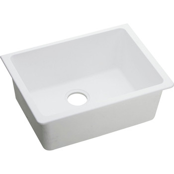 KITCHEN SINKS AND FAUCETS | Elkay ELGU2522WH0 Quartz Undermount 24-5/8 in. x 18-1/2 in. Single Bowl Sink (White)