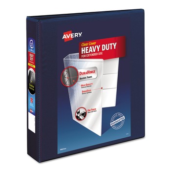 Avery 3 One Touch EZD Rings 1.5 in. Capacity 11 in. x 8.5 in. Heavy-Duty View Binder with DuraHinge - Navy Blue