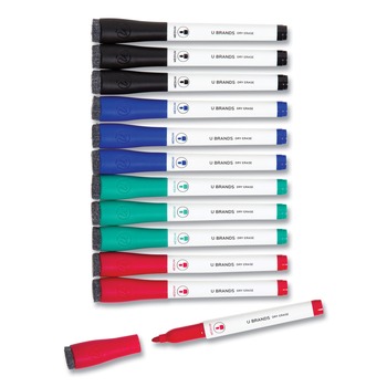 U Brands Medium Point Low-Odor Dry-Erase Markers - Assorted Colors (12/Pack)