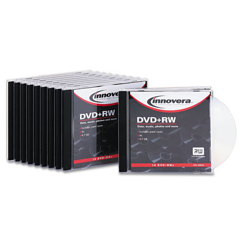  | Innovera IVR46846 4.7 GB 4X Slim Jewel Case DVDplusRW Rewritable Disc - Silver (10/Pack) image number 0