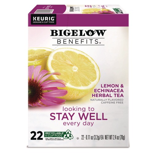 Bulk Savings Pricing 2 | Bigelow 5000359645 0.11 oz Benefits Herbal K-Cup - Lemon and Echinacea (22/Box) image number 0