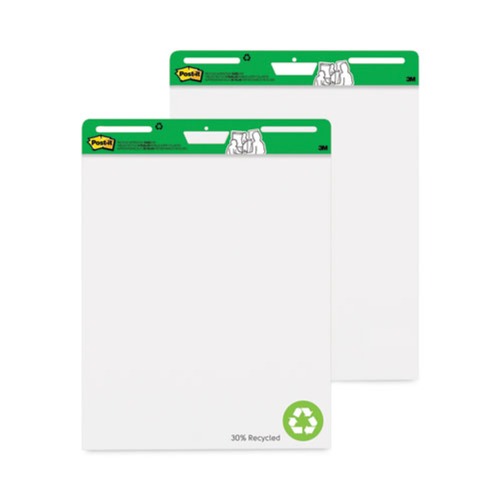 Office Jansan | Post-it Easel Pads Super Sticky 559RP 25 in. x 30 in. Vertical-Orientation Unruled Self-Stick Easel Pads - Green Headband/White Sheet (30-Sheets, 2/Carton) image number 0