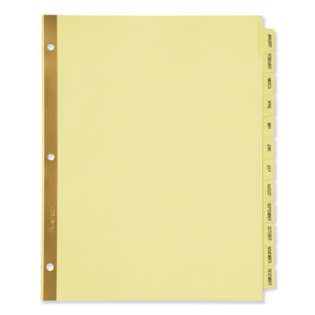 Avery 11 in. x 8.5 in. 12-Tab Preprinted Laminated Jan. to Dec. Tab Dividers with Gold Reinforced Binding Edge - Buff (1-Set)