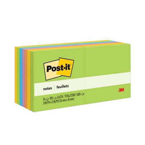 Office Jansan | Post-it Notes 654-14AU 3 in. x 3 in. Original Pads Value Pack - Floral Fantasy Collection (100-Sheets/Pad, 14-Pads/Pack) image number 0